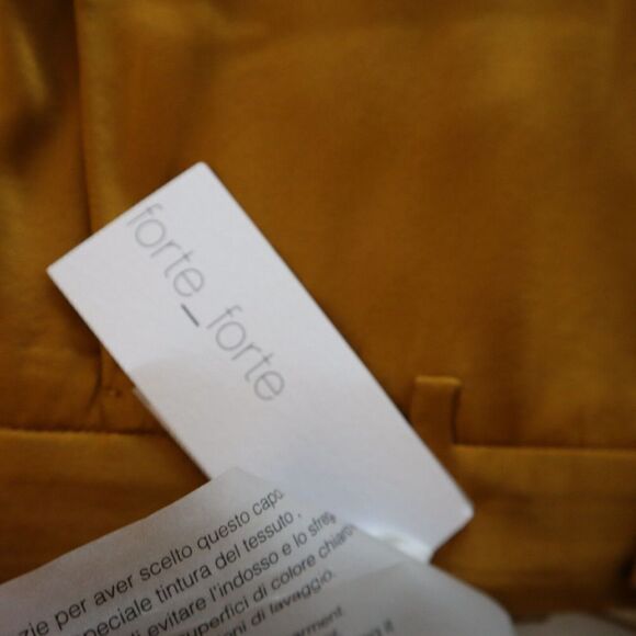 Forte_Forte 10064 Women's Sz 0 Amber/Gold Shining Silk High Waist Pants - Picture 6 of 9
